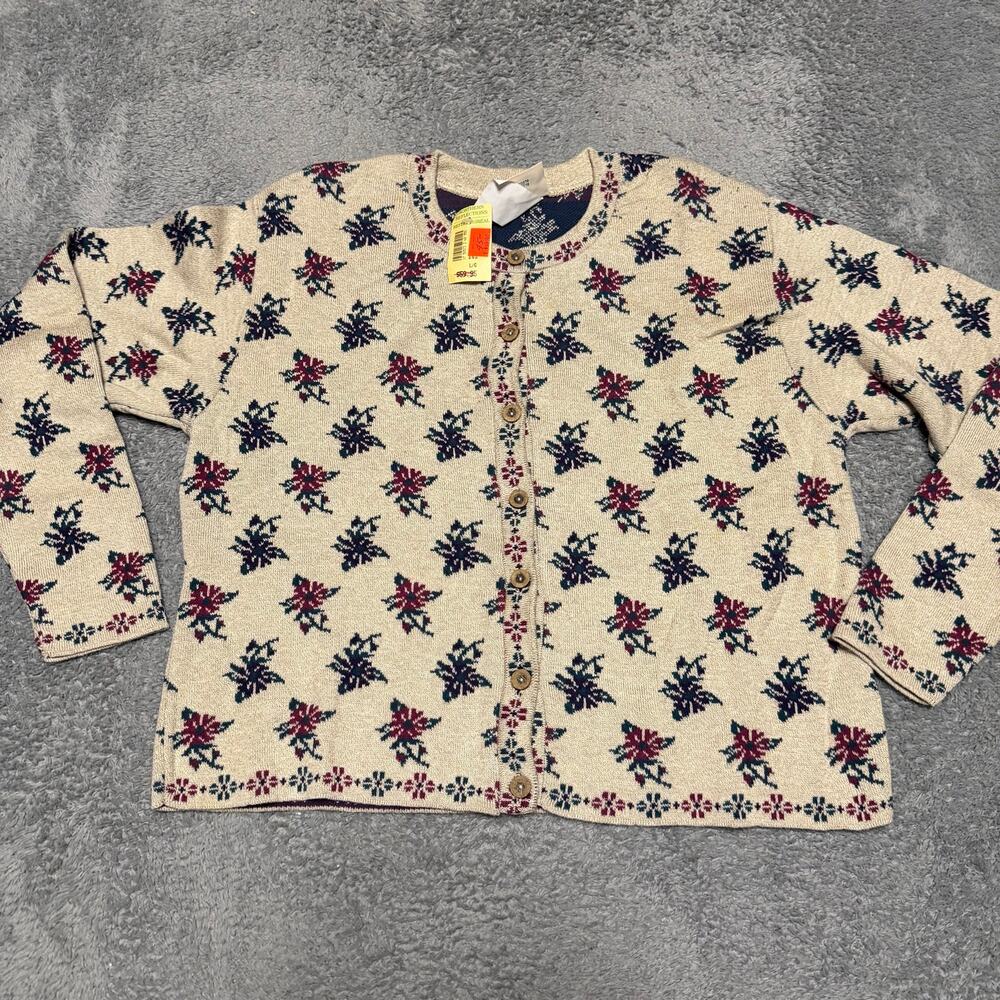 Vintage 90s Northern Reflections Embroidered Sweater Womens Large Cardigan